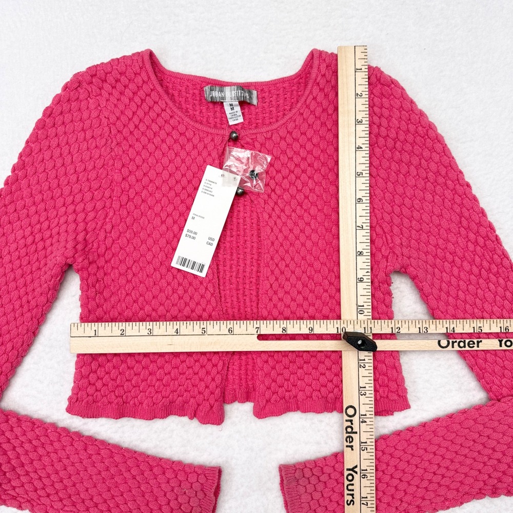 Urban Outfitters Sweater Medium Pink Crop Y2K Babydoll Britney Spears Barbie NEW - Picture 11 of 11